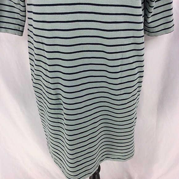 J Jill Pima Cotton Pullover Dress Womens Size Small Seafoam Striped Pockets - Picture 7 of 11
